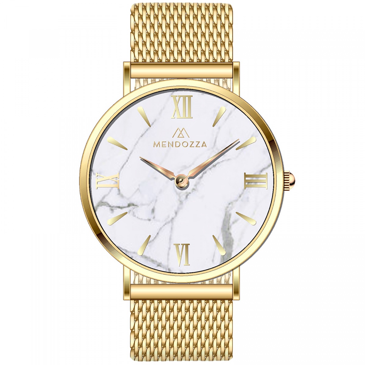 Mendozza Uhr MW-OG0200H-GML White Marble Marmor Armbanduhr Gold