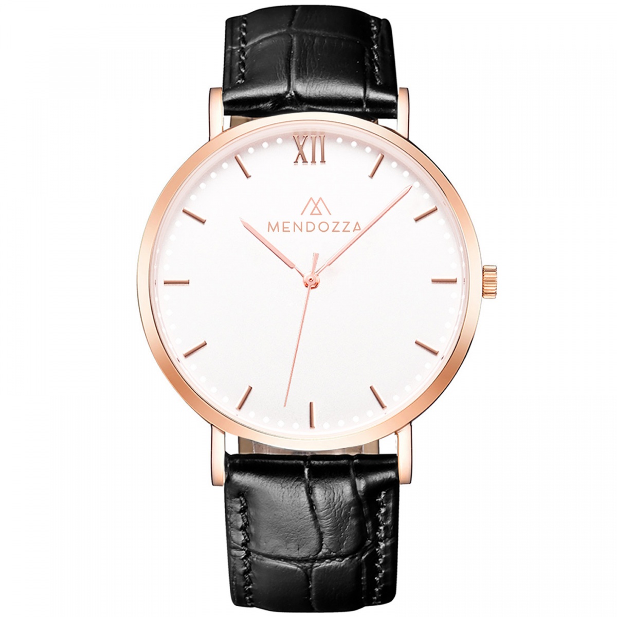 Mendozza Uhr MW-RR0300H-LK White Moon Armbanduhr Leder Weiß Roségold