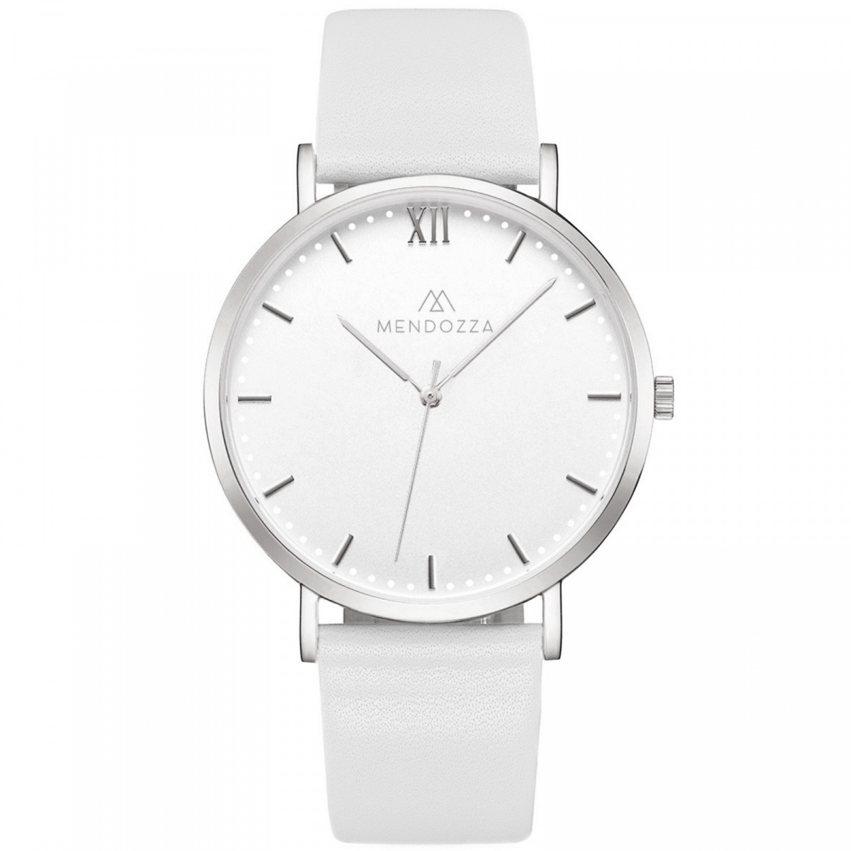 Mendozza Uhr MW-RS0100H-WL White Moon Armbanduhr Leder Weiß Silber